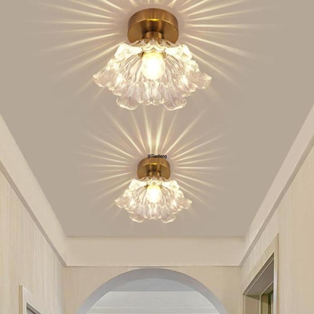Modern Minimalist Chinese Style Crystal Ceiling Light for Corridor, Foyer, Entrance, and Balcony