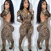 Ol6139 Amazon Cross-Border European and American Women's Casual Fashion Backless Leopard Print Jumpsuit Available In 2 Colors In Stock