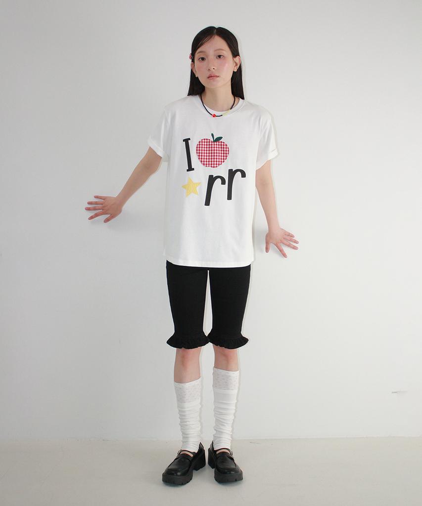 RONRON I Rr Applique Basic Fit T Shirt White