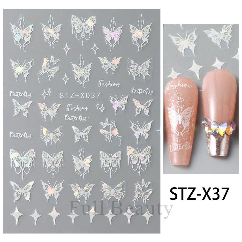 Nail Art Stickers New Chinese Style Butterfly Cat Eye Butterfly Beads Adhesive Nail Stickers