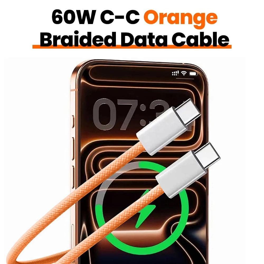 60W Type C to Type C Fast Charging Data Cable With Card Needle USB C Super Charge Mobile Phone Cable For Iphone 17 16 15 Samsung