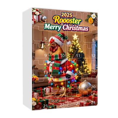 Christmas Chicken Advent Calendar 24-Day Countdown Box with Easy-Open Windows Multifunctional Holiday Decoration