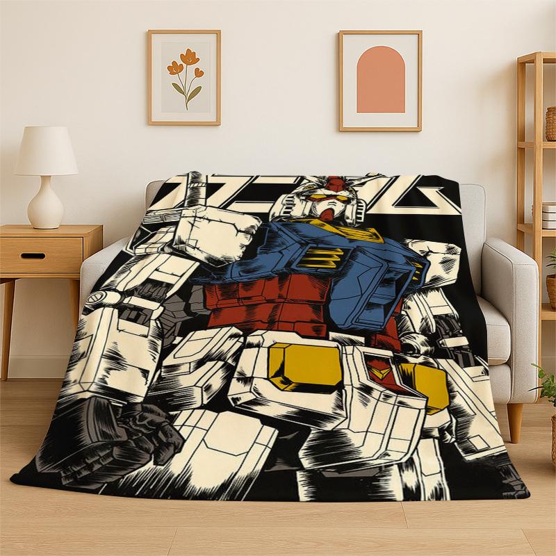 Couverture Flamboyante Robot Robotique Dessin Animé Classique Gundam Couverture Douce et Chaude pour Chambre à Coucher Salon Lit Voyage Camping Pique-nique Enfants