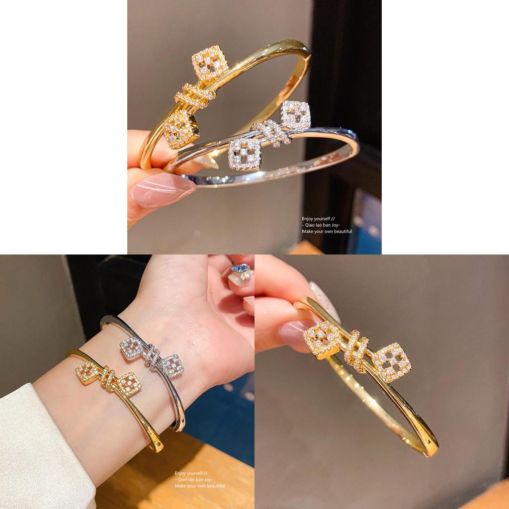 Geometric Zircon Square Buckle Bracelet For Women Fashion Jewelry