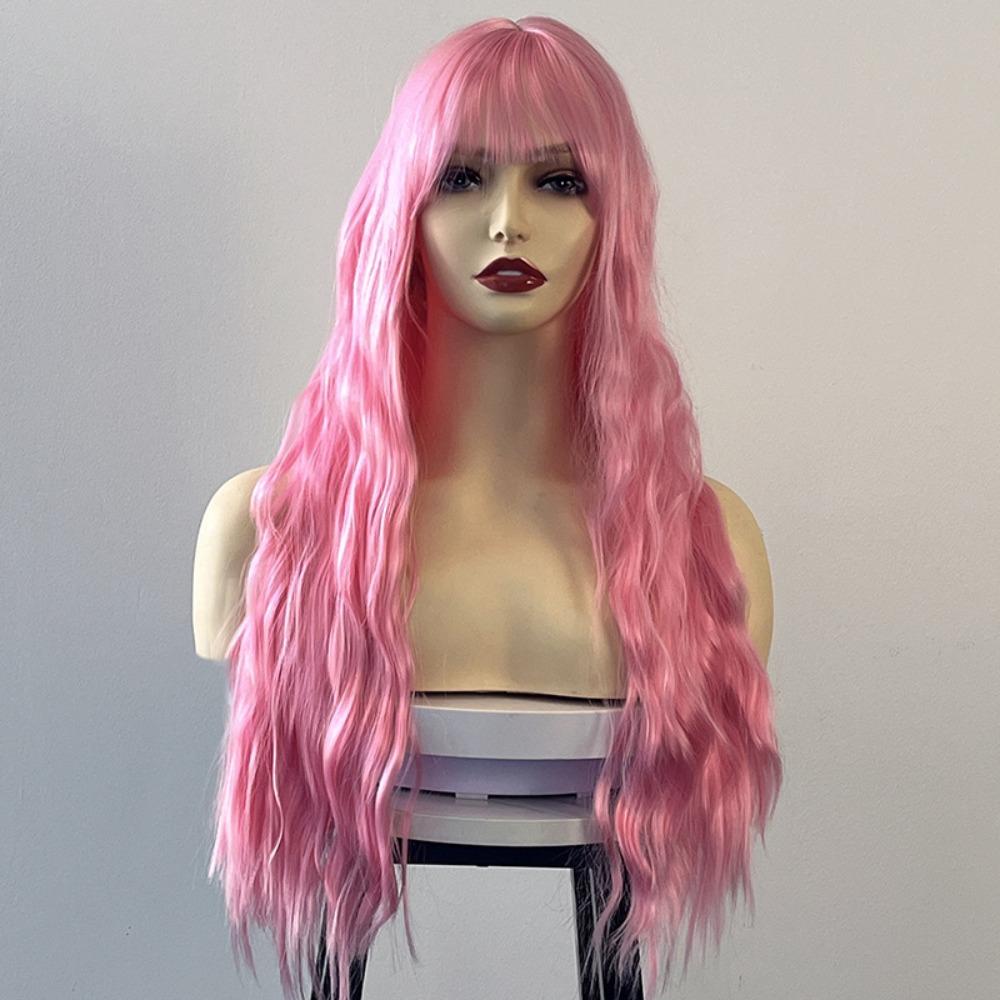 Halloween Long Water Wave Wig Cosplay Women Layered Wigs Orange Brown Gold Curly Wigs  Carnival
