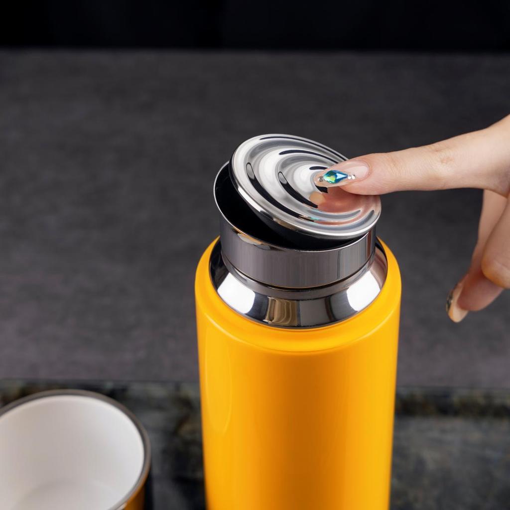Fashion Titanium Coated Tea Tumbler with Infuser, Portable Thermos Cup 370ml with Gift Box