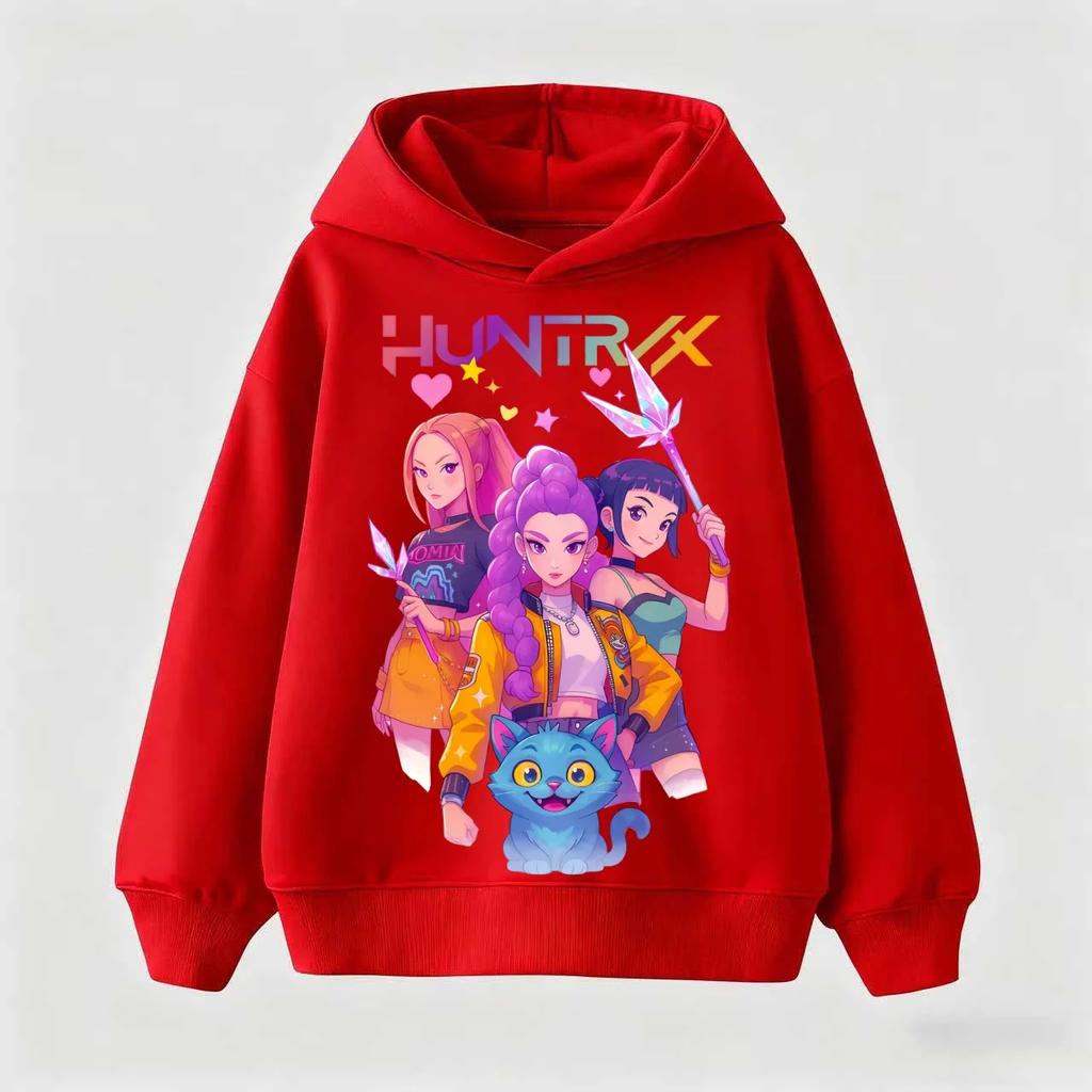 Korean KPop Demon Hunter Rumi Derpy Cartoon Girls Boy Hooded Sweatshirt Warm Children's Wave Fashion Casual Tops Casual Gift