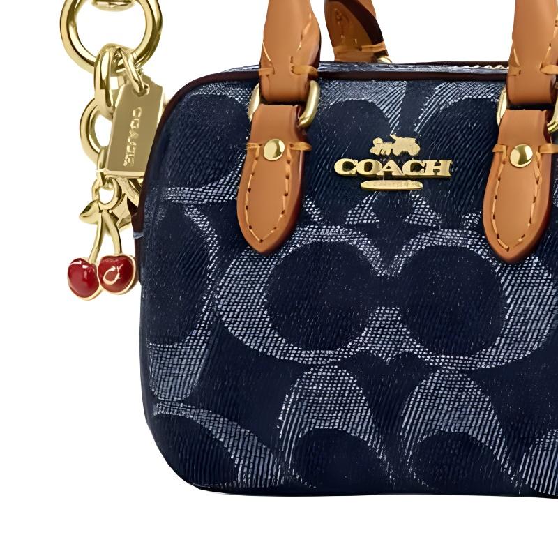 Coach Rowan 9 Classic Print Logo Denim And Leather Tote Bag Women handbags Blue Natural CZ083-IMXIA