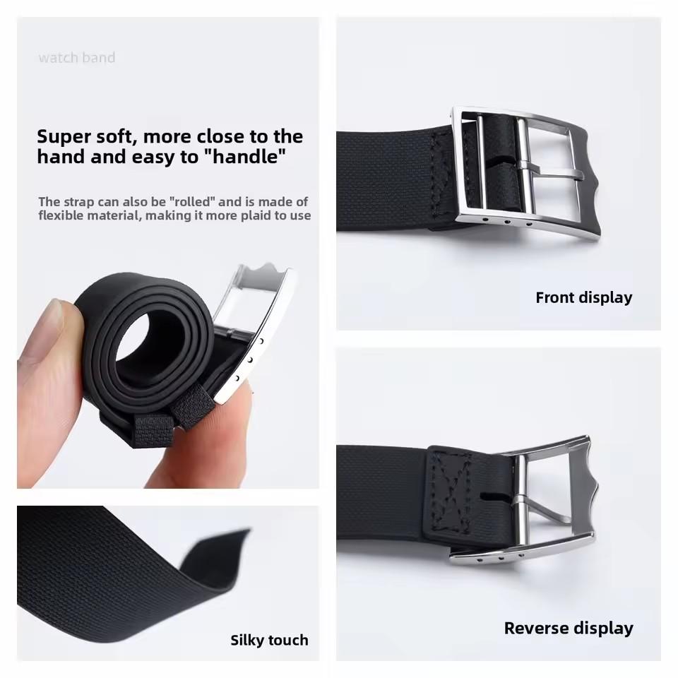 Watch Band For Tudor, Rolex, Omega, Longines, Tissot, IWC and Hamilton fluororubber all-in-one universal watch straps