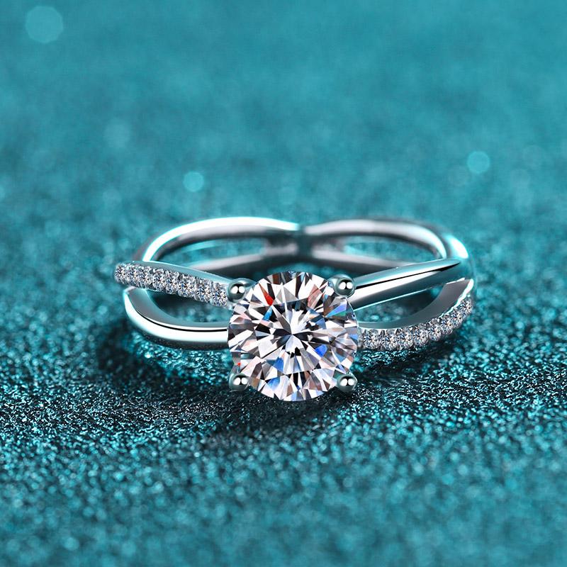 Hot Sales 925 Sterling Silver Women's Engagement Ring 1ct Moissanite Cut Jewellery Floral Design