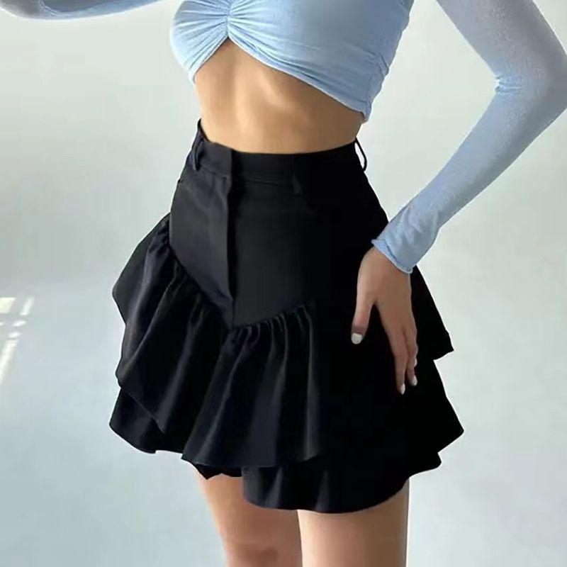 

Western Style Sexy Elegant High Waist Skirt Girlish Short dress Elegant High Waisted Skirt Black L