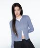 Syupeodeulai Women'S Vintage Rib Knit Zip-Up Blue Sdfjnaq43Ble