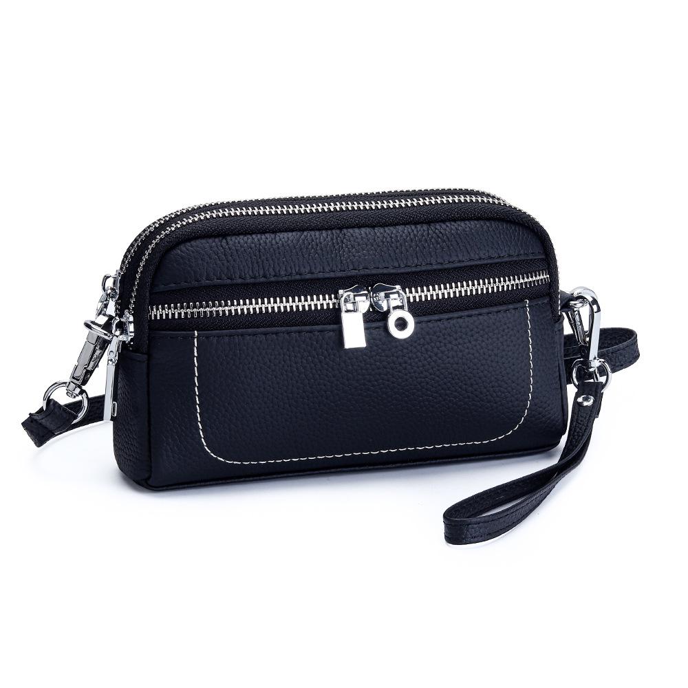 Exquisite Lock Design Women's Crossbody Bag - Premium Cowhide, Double Compartment Clutch