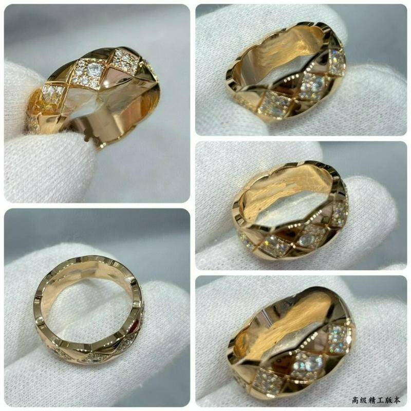 Bague COCO Losange Version Haute CNC Nouveau Classique Version Large Losange Incrusté Main Diamant Carré Bague Polyvalente