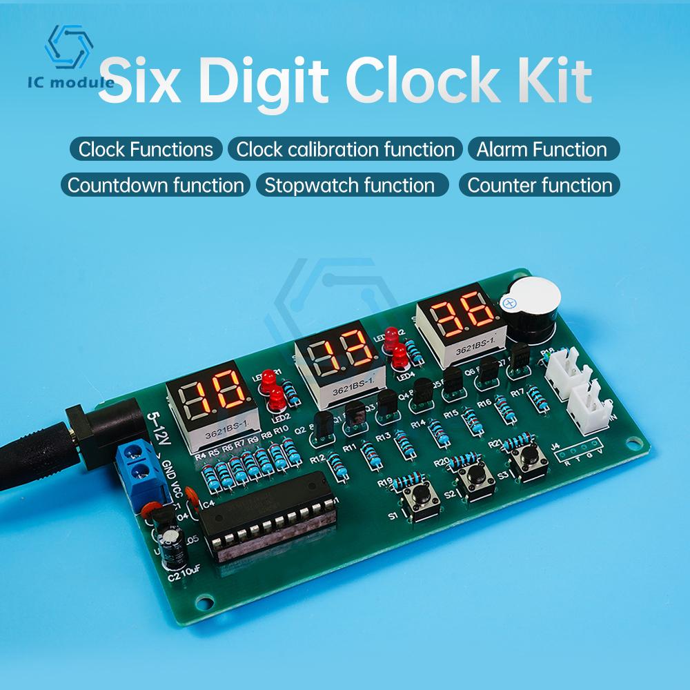 Red Display Digital Clock Module Electronic Kit C51 Electronic Clock DIY Kit DC 5-12V LED Digital Horologe Suite Timer Module