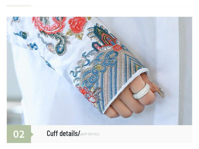 2023 Autumn Zen-Style Embroidered Loose Mid-Length Shirt