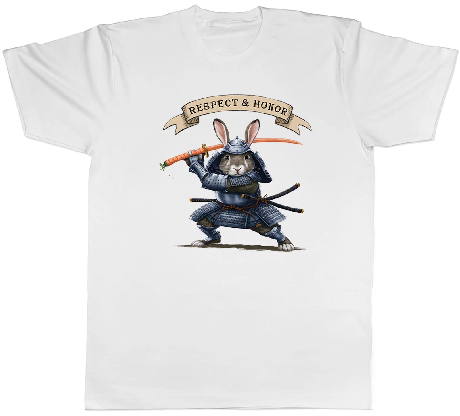 Samurai Rabbit Bunny Mens T-Shirt Carrot Katana Respect Honor Tee Gift XXL