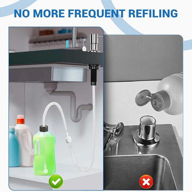 Kit Tubo di Prolunga Dispenser Sapone in Acciaio Inossidabile Dispenser Sapone Liquido Lavello Cucina Pompe a Pressione Manuale Lozione Detersivo Bagno