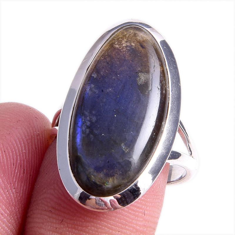 

Natural Labradorite Gemstone Handmade 925 Solid Silver Jewelry Ring Size 8 k3N97