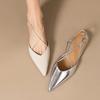 2025 Sexy Slingbacks Women Sandals Shoes Pointed Toe Pumps Flats Shoes Party Genuine Leather Dress Shoes Office 35-40