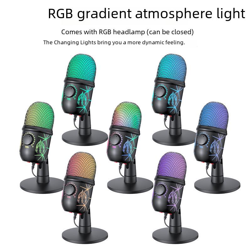 V5 RGB USB Condenser Microphone - Noise Reduction for PC, Mobile, Live Karaoke, and Gaming.