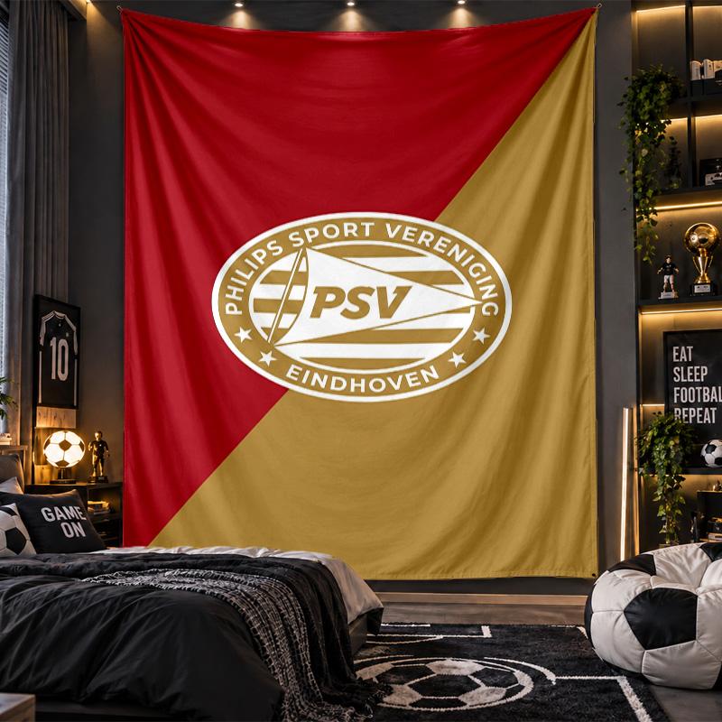 Wandbehang Wandteppich PSV Eindhoven FC Druckstoff für Wohnzimmer Schlafzimmer Heimdekoration