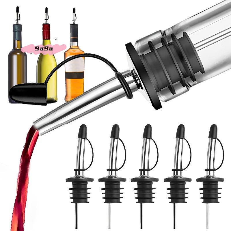 Multi-Pack Stainless Steel Wine Oil Vinegar Pourer with Conical Spout Leak-proof Sealed Stopper for Liquor Bottles - 3/6/12Pcs