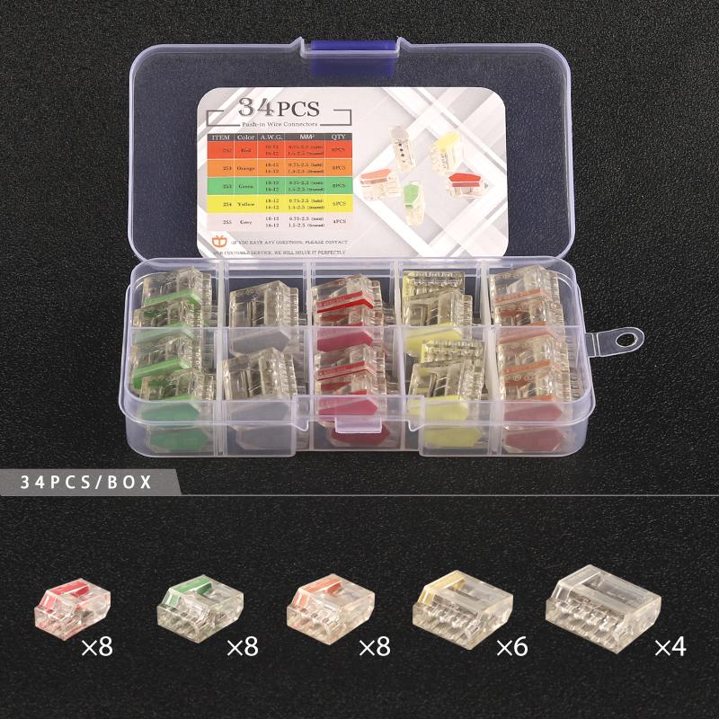 Mini Quick Splicing Wire Connector Hard Wire Straight Insertion 2/3/5/6/8pin Compact Conductor Terminal Block Junction Box