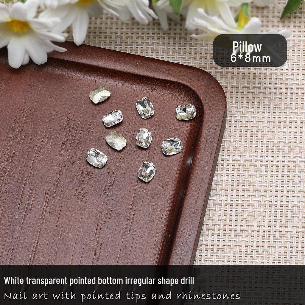 Nail Art Rhinestones: Transparent Pointed Hearts, Axe Heads, Square Rock Candy - Super Shiny Press-on Decorations