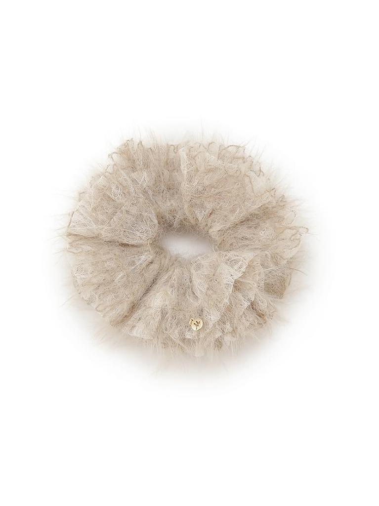 Mira Owen Feather Volume Scrunchie 09WGG255548 BEG Free Size Women's