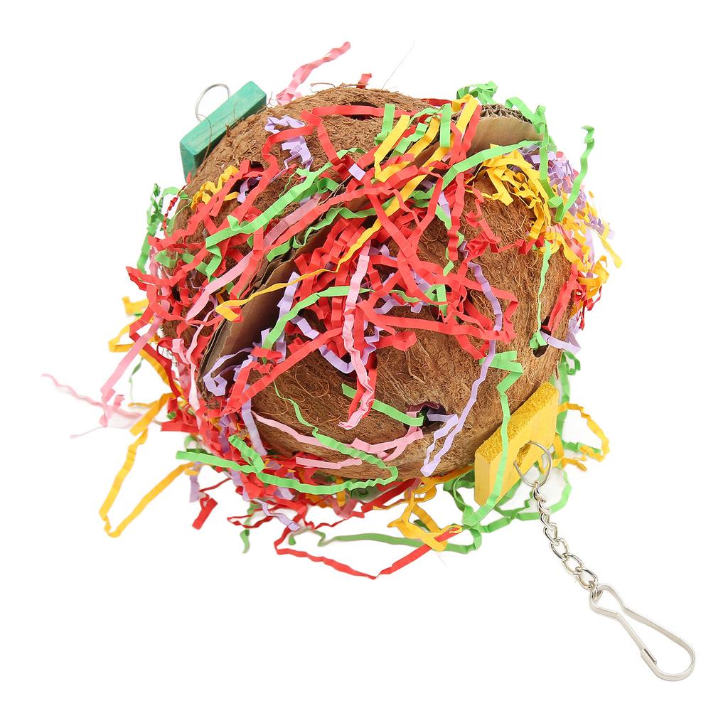 Kokosnussschale Vogel Schredderspielzeug Bunt Bissfest Papagei Futtersuch-Kauspielzeug für Wellensittiche