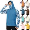 Heren Casual Outdoor Hawaiiaanse Print Hoodie Lange Mouw Zonbescherming Shirt Lichtgewicht Ademend Sneldrogend Stof voor de Zomer