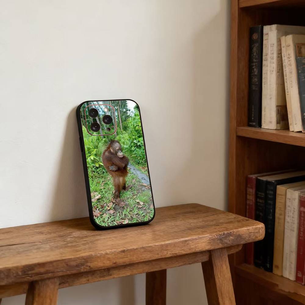 Funny Cute Monkey Meme Phone Case For iPhone 17,16,15,14,13,12,11 Plus,Pro Max,XS,Soft Silicone Black Cover
