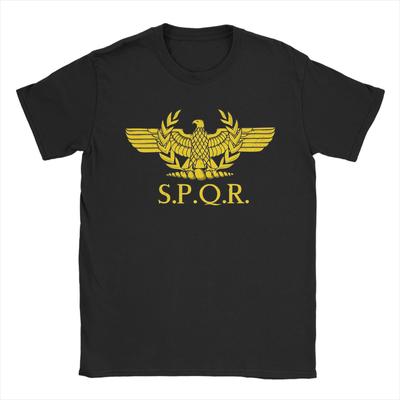 Vintage Gold SPQR Roman Imperial Eagle TShirts Men Crewneck 100 Cotton T Shirt Short Sleeve Tees 4XL 5XL 6XL Tops