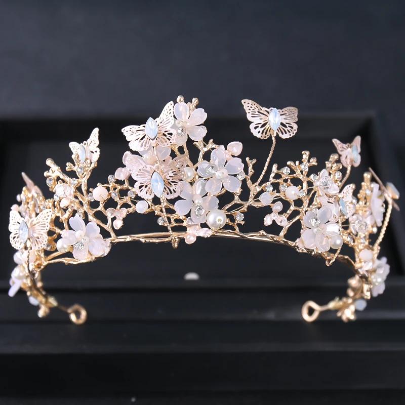 Goldfarbene Luxus-Kristall-Hochzeitstiara und Kronen Party Strass Abschlussball Braut Diadem Krone Tiara für Damen Braut Haarschmuck