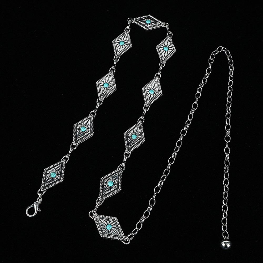 Minority Design Western Country Waist Chain Metal Women's Body Jewelry Turquoise Waist Chain  Girls