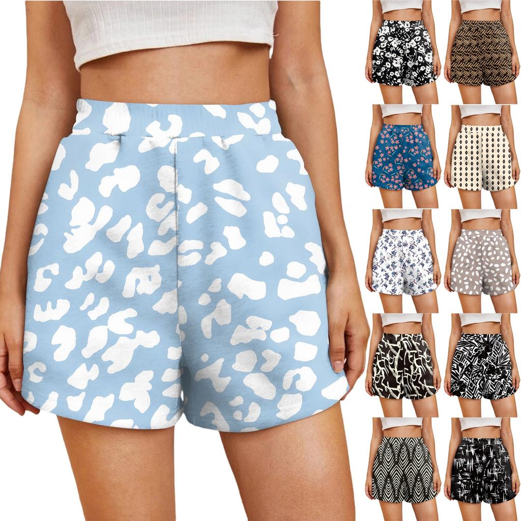 Ladies Casual Fashion High Waist Floral Elasticated Waist Shorts