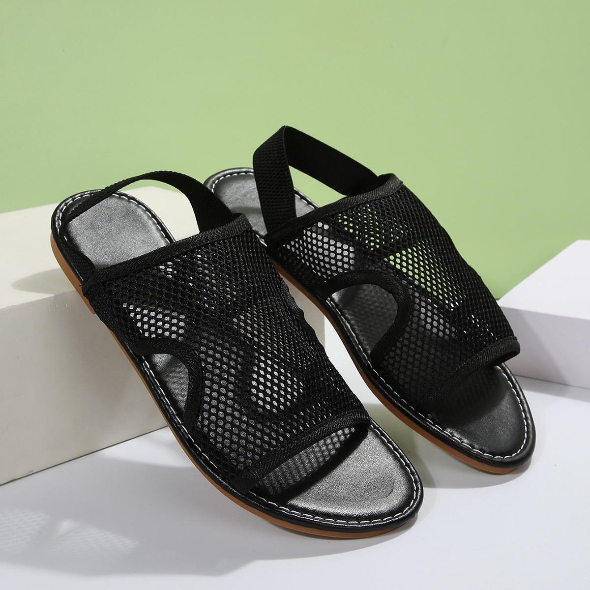 Women s Casual Flat Breathable Mesh Sandals 42 чёрный