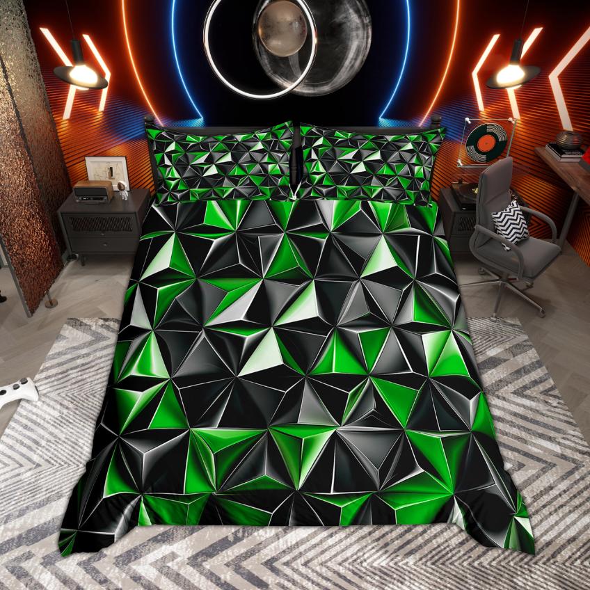 

Homewish Geometric Triangle Duvet Cover Set 2pcs/3pcs, Stereoscopic Bedding, Black Modern Abstract Quilt Cover Set DE XS 100x135cm 2pcs&set
