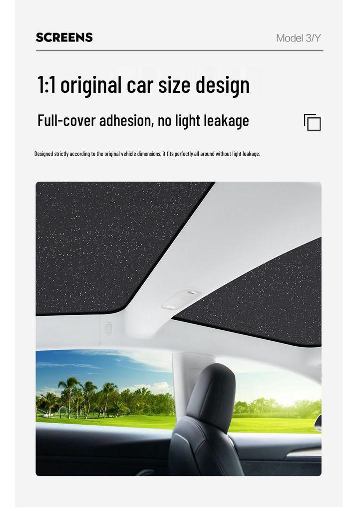 Tesla Model 3 & Model Y Facelift Panoramic Sunroof Sunshade Visor Top Film.