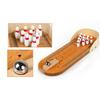 Mini Table Bowling - Set with 10 Pins - Skill Game for Adults and Children - Brown - Indoor