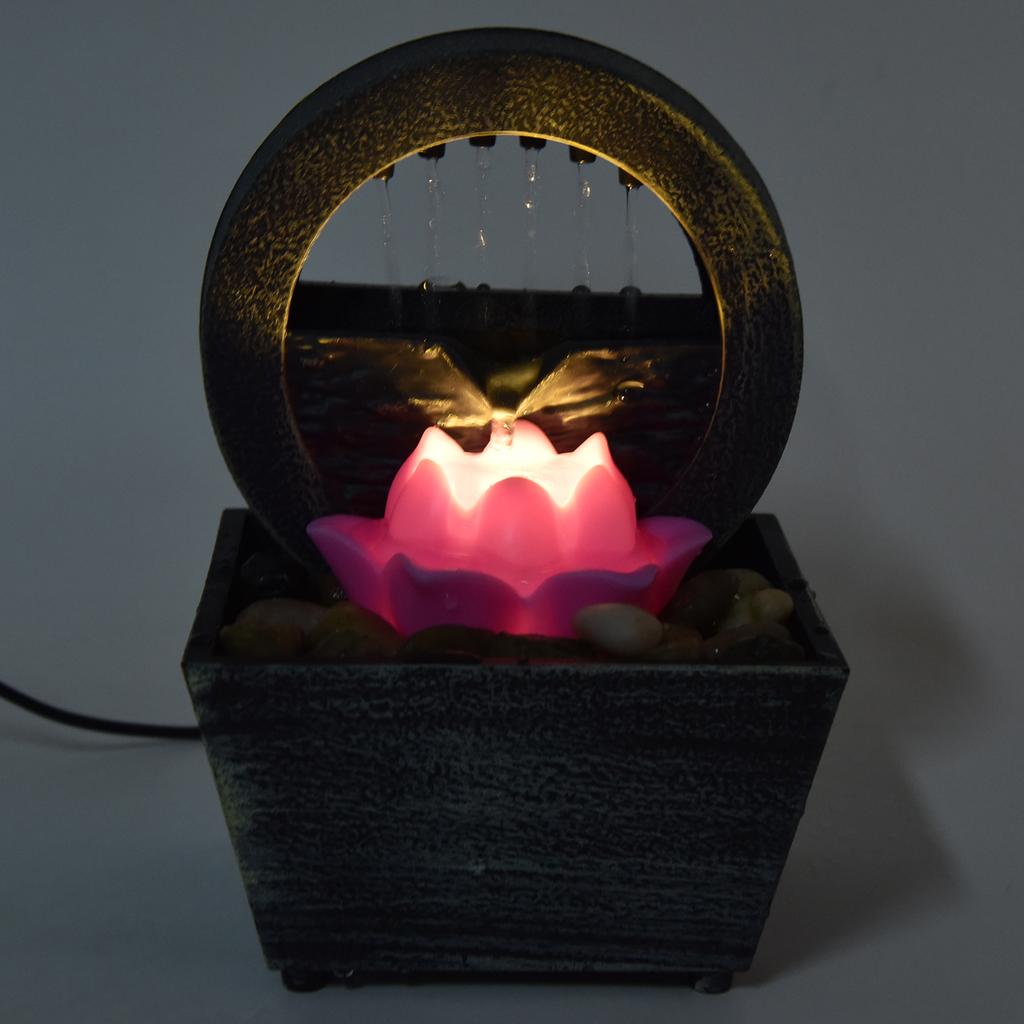 USB LED Water Fountain with Stones, Modern Tabletop Fountain for Decor, Relaxing Waterfall Sound and Glowing Light