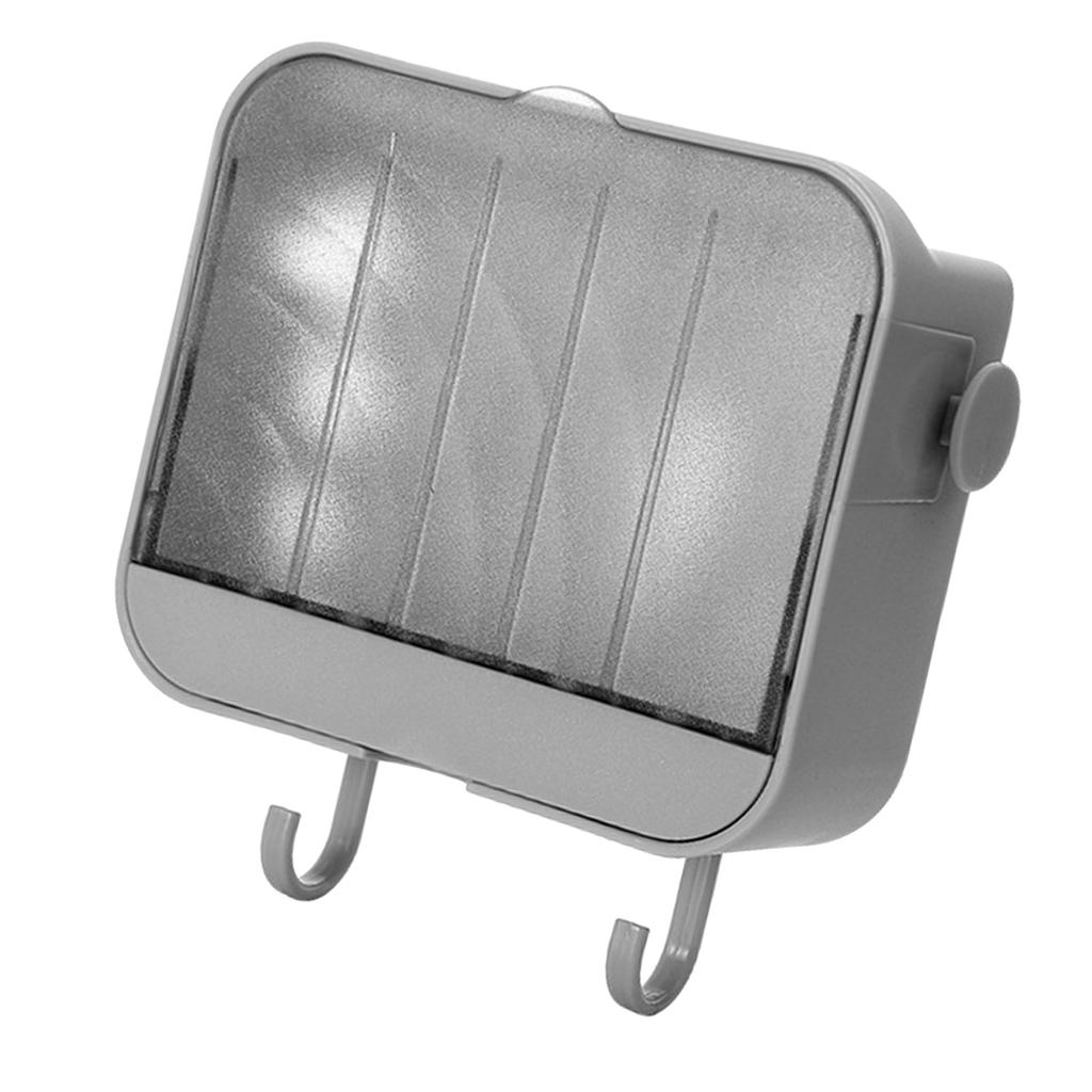 Wall Mounted Soap Box Self Draining Dustproof Wall Soap Holder Tray with Lid Hooks for Bathroom