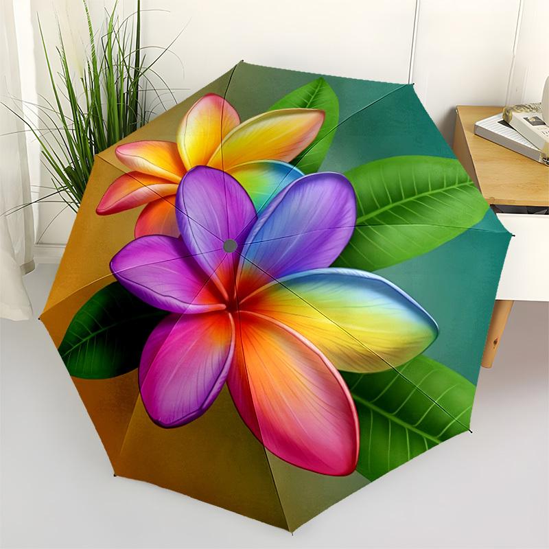 1pc Tropical Flowers Automatic Umbrella - Automatic Opening And Closing, Sturdy Iron Frame, Formal Occasions yy251018119