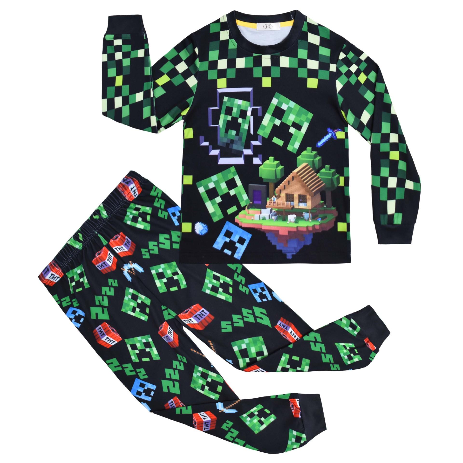 

Long-Sleeved Set, Square Digital Printing, Middle-Aged And Older Children S Loungewear Long-Sleeved + Pants Two-Piece Set 81087 110