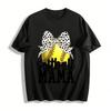 Softball Mama Print T Shirt Cute Bow Softball Graphic Top For Women Pure Cotton T-shirt