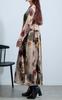 Gold Japan Plus Size Long Dress with Vintage Long and Gathered Perfect for and Size Brown Women's Print, Sleeves, A-Line, Flared, Design, Fall,