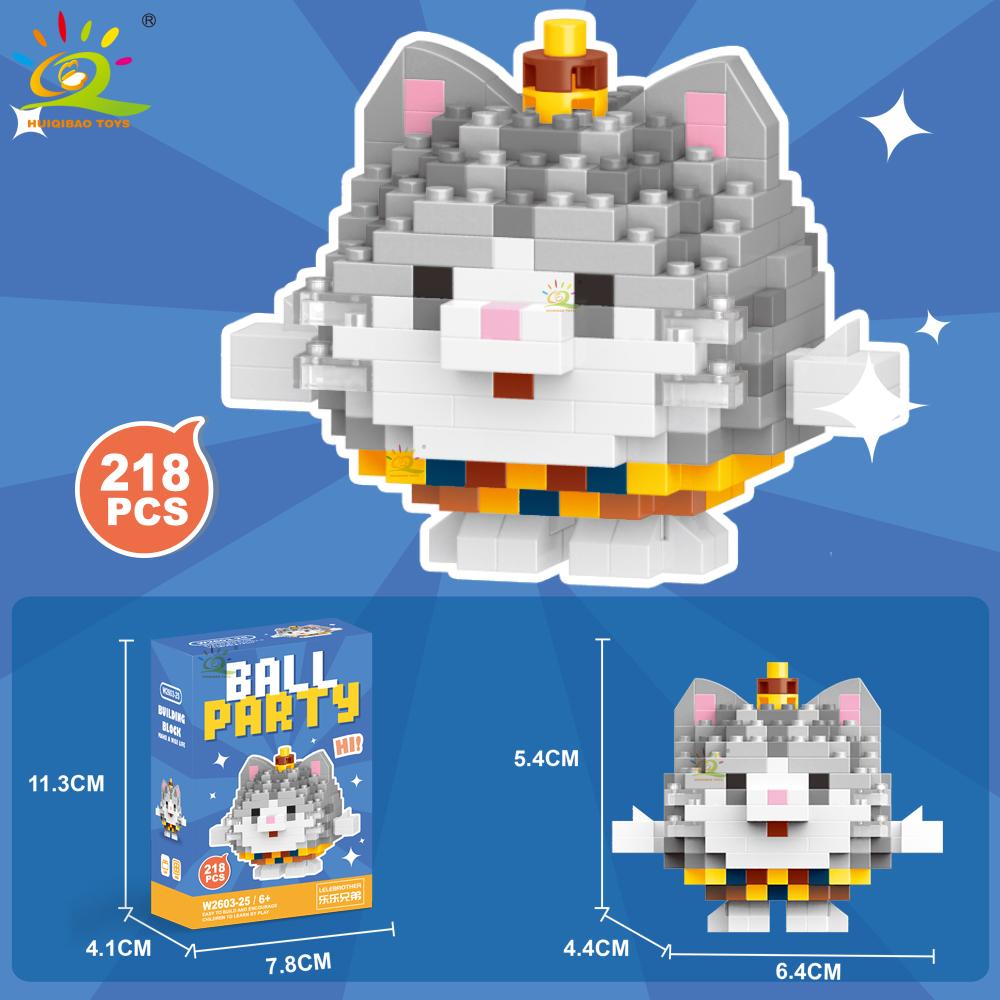 HUIQIBAO Mini Cute Animal Micro Building Blocks 3D Diamond BEE Cat Panda Model Bricks DIY City Construction Toys for Children