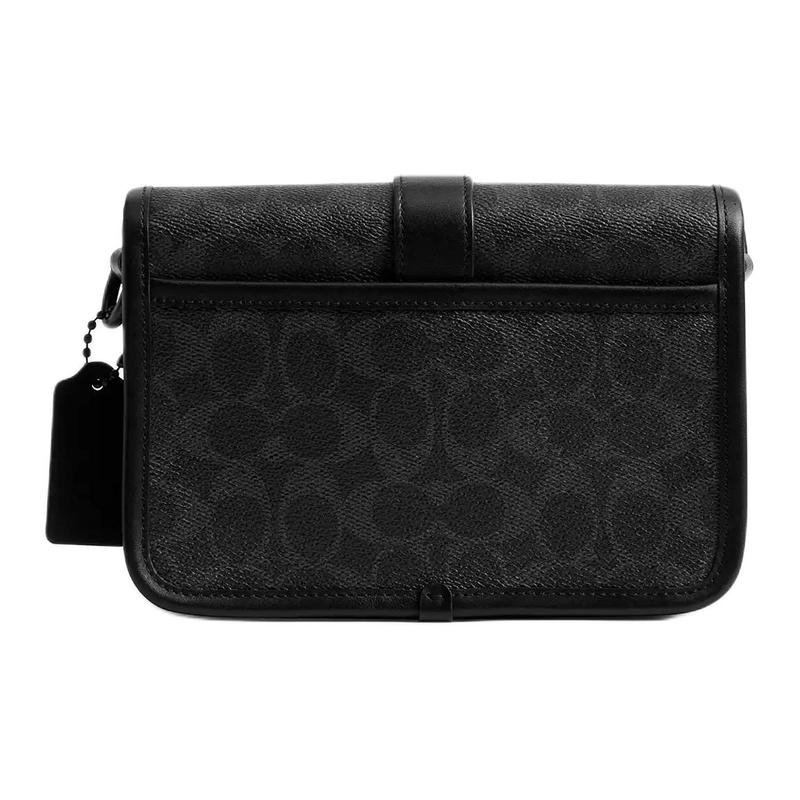 Coach Liga 19 Abnehmbarer Schultergurt Schnellverschluss Signatur-beschichtetes Canvas und feines Kalbsleder Crossbody-Tasche Klein Herren Schwarz