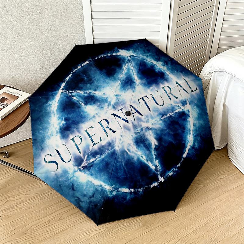 Supernatural Magic 8 Ribs 3Fold Black Glue Uv Protection Umbrella Sun Protection Rainproof Compact Folding Umbrella For Travel Daily Use C92345